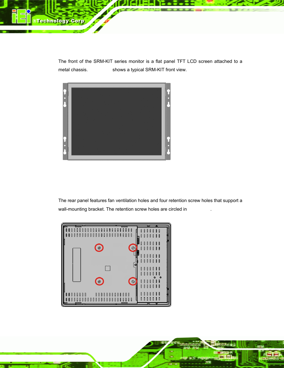 2 srm-kit series front view, 3 srm series rear view, Figure 1-3: srm-kit series front view | Figure 1-4: srm series rear view | IEI Integration SRM_121_150 v3.00 User Manual | Page 16 / 106