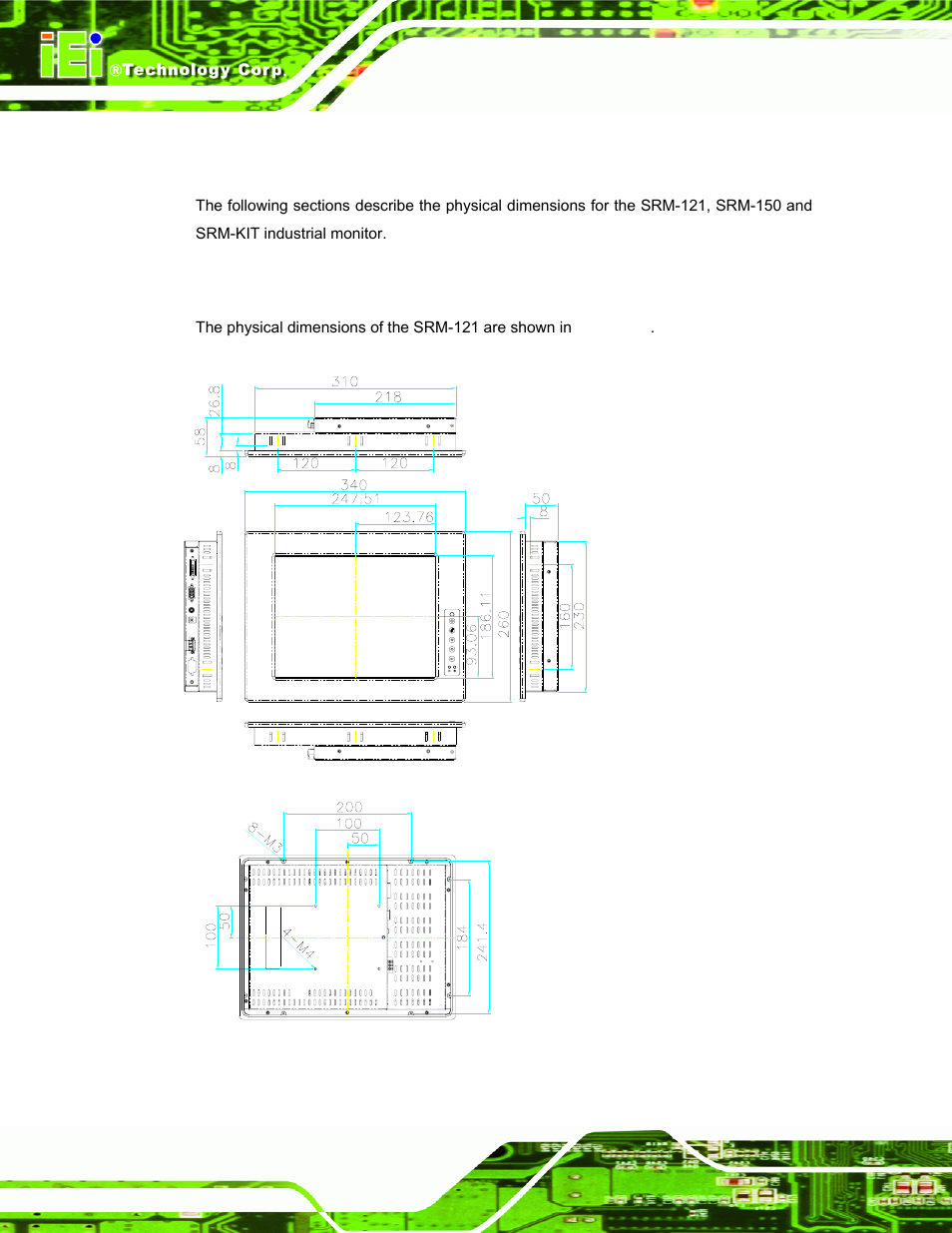 1 physical dimensions, 1 srm-121 physical dimensions, Hysical | Imensions | IEI Integration SRM_121_150 v3.00 User Manual | Page 24 / 106
