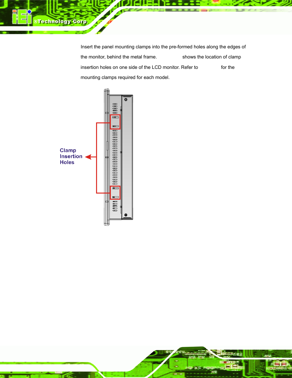 Figure 5-7: clamp insertion holes | IEI Integration SRM_121_150 v3.00 User Manual | Page 52 / 106