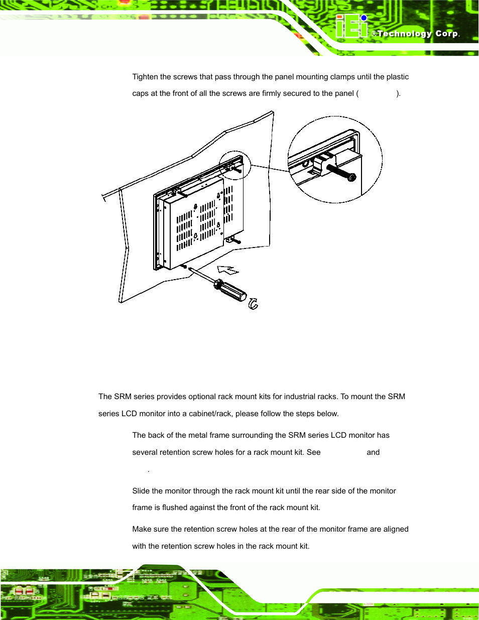 2 cabinet and rack installation, Figure 5-8: panel mounting clamp position | IEI Integration SRM_121_150 v3.00 User Manual | Page 53 / 106
