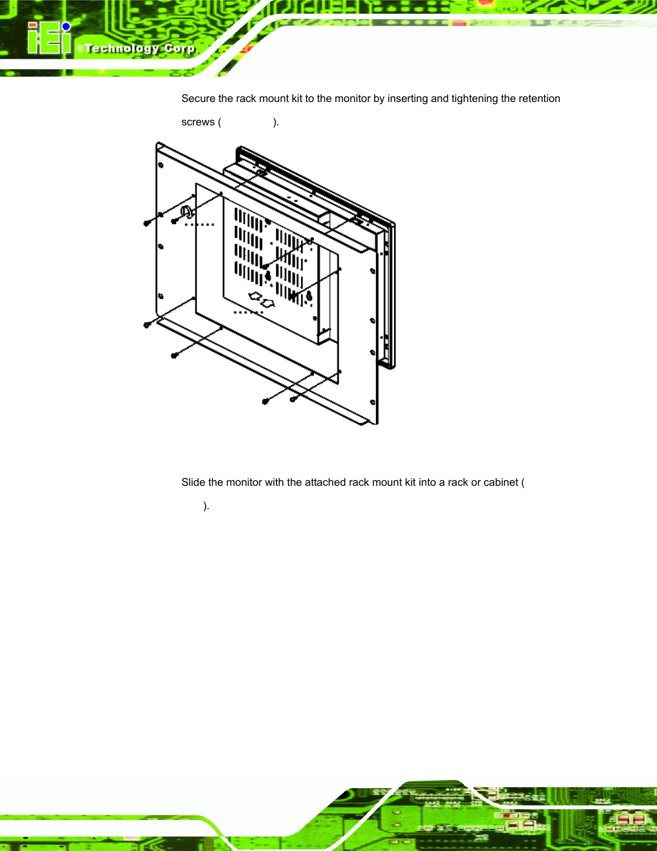 Figure 5-9: secure the rack mount kit | IEI Integration SRM_121_150 v3.00 User Manual | Page 54 / 106