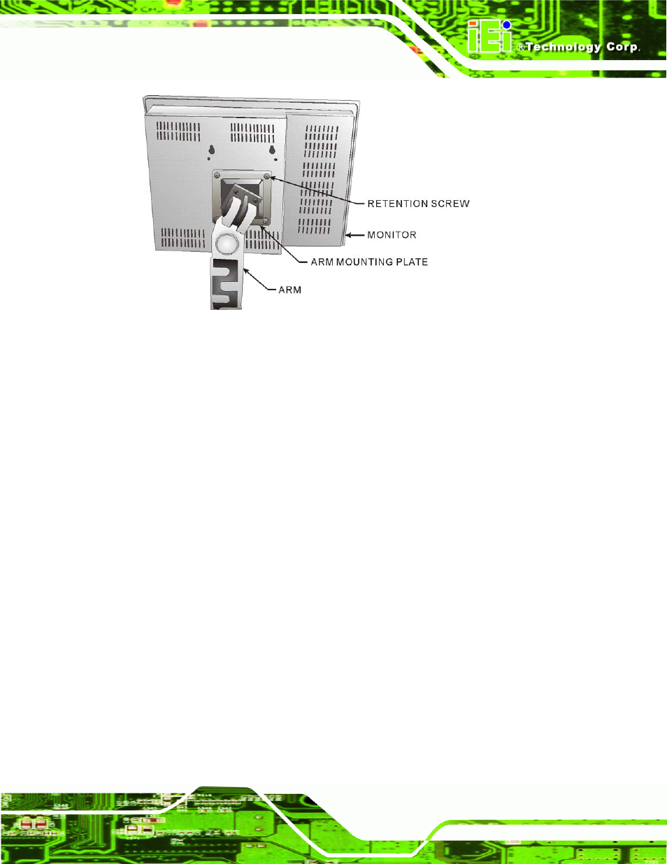 Figure 5-16: monitor arm mounting | IEI Integration SRM_121_150 v3.00 User Manual | Page 61 / 106