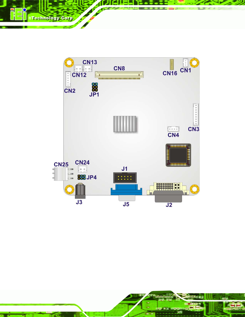 2 av-5300 ad board layout, Figure 4-2: connector and jumper locations | IEI Integration SRM_121_150 v1.11 User Manual | Page 48 / 120