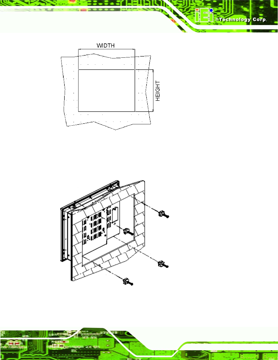 Figure 5-5: panel opening, Figure 5-6: insert the monitor | IEI Integration SRM_121_150 v1.11 User Manual | Page 75 / 120