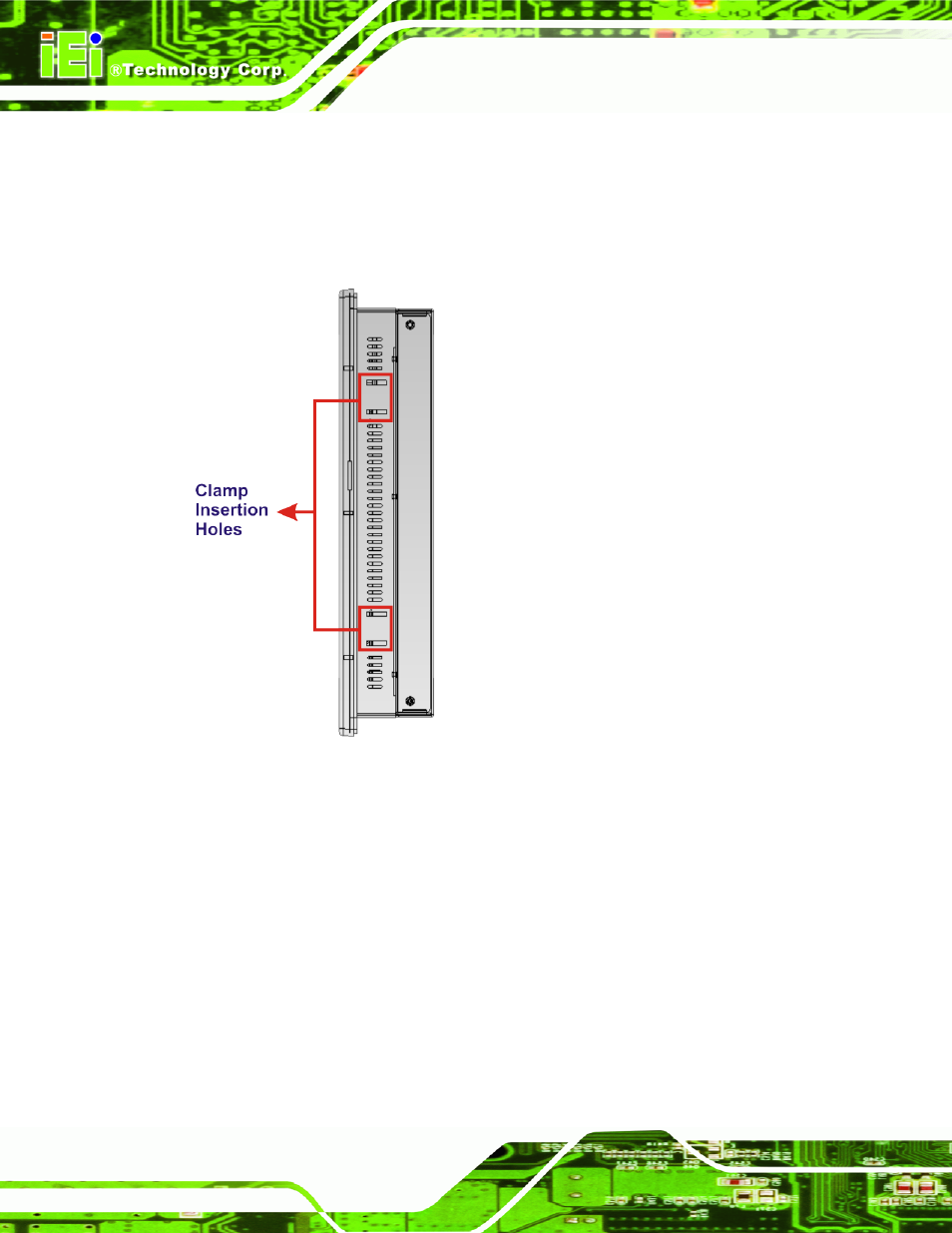 Figure 5-7: clamp insertion holes | IEI Integration SRM_121_150 v1.11 User Manual | Page 76 / 120