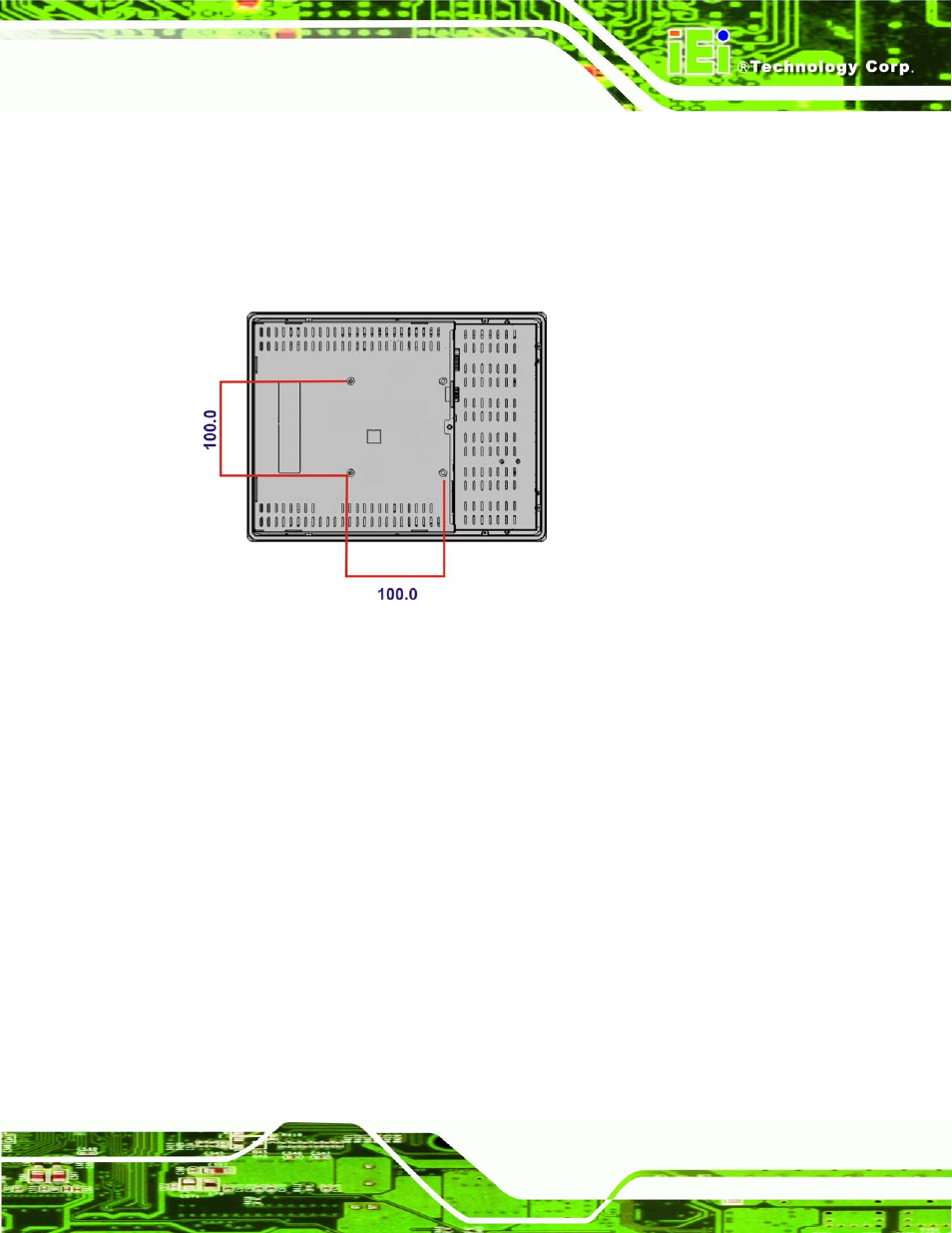 4 monitor stand installation, Figure 5-14: vesa mounting holes | IEI Integration SRM_121_150 v1.11 User Manual | Page 83 / 120