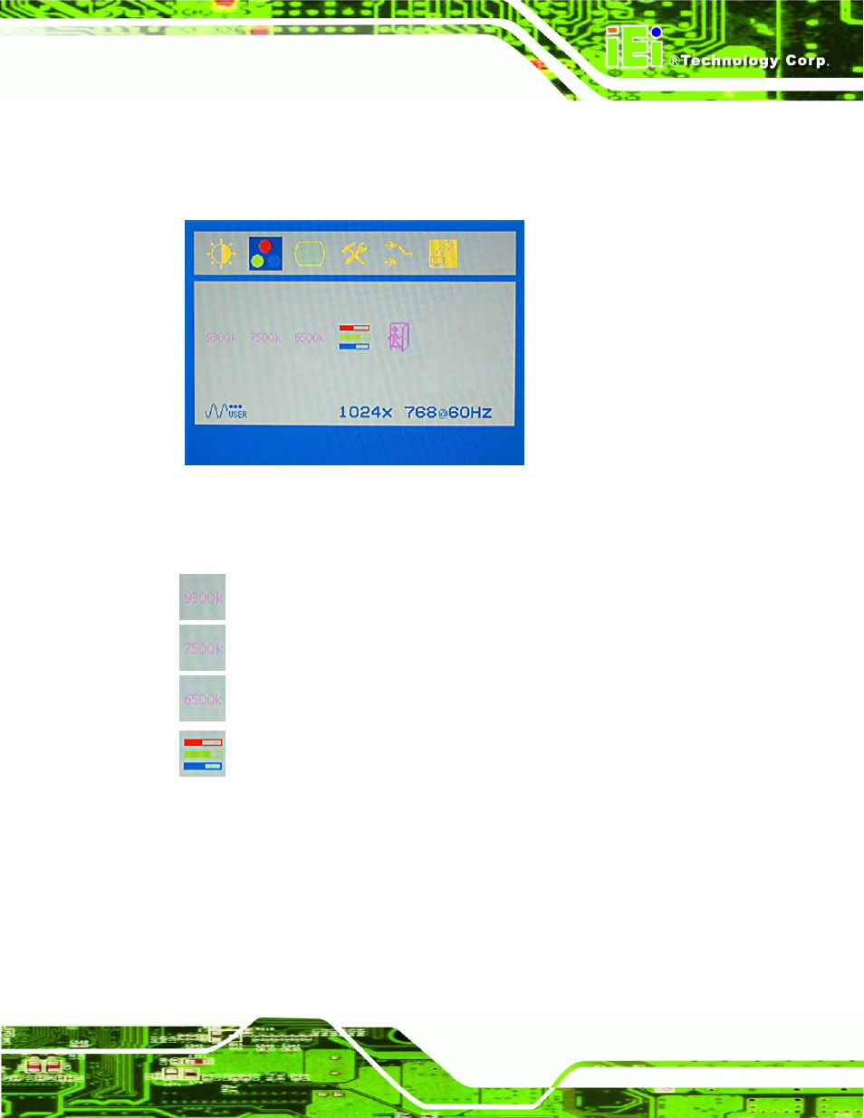 2 color, Figure 6-3: color options | IEI Integration SRM_121_150 v1.11 User Manual | Page 91 / 120