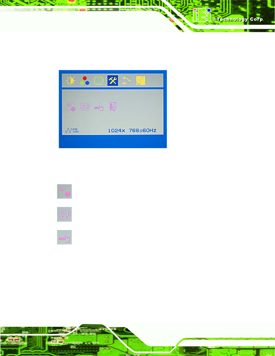 4 osd configurations, Figure 6-5: osd configurations menu | IEI Integration SRM_121_150 v1.11 User Manual | Page 93 / 120