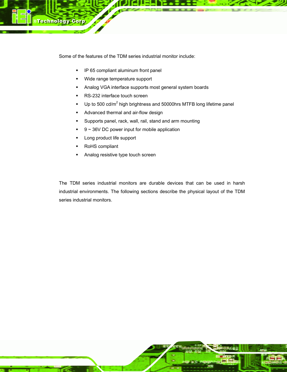 4 features, 2 external overview, Xternal | Verview | IEI Integration TDM_Series v2.01 User Manual | Page 18 / 79