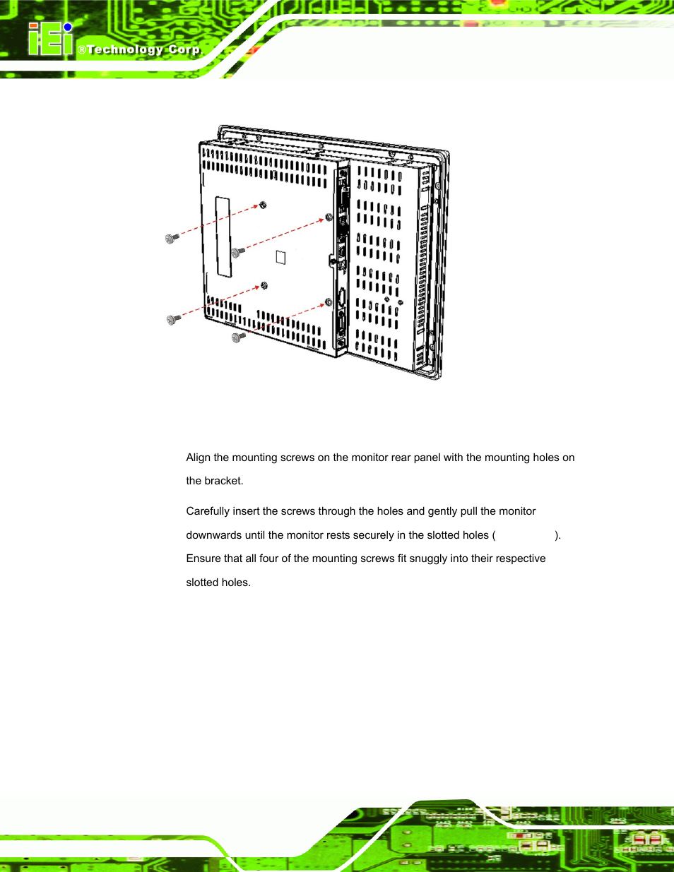 Figure 4-13: monitor support screws | IEI Integration TDM_Series v2.01 User Manual | Page 56 / 79