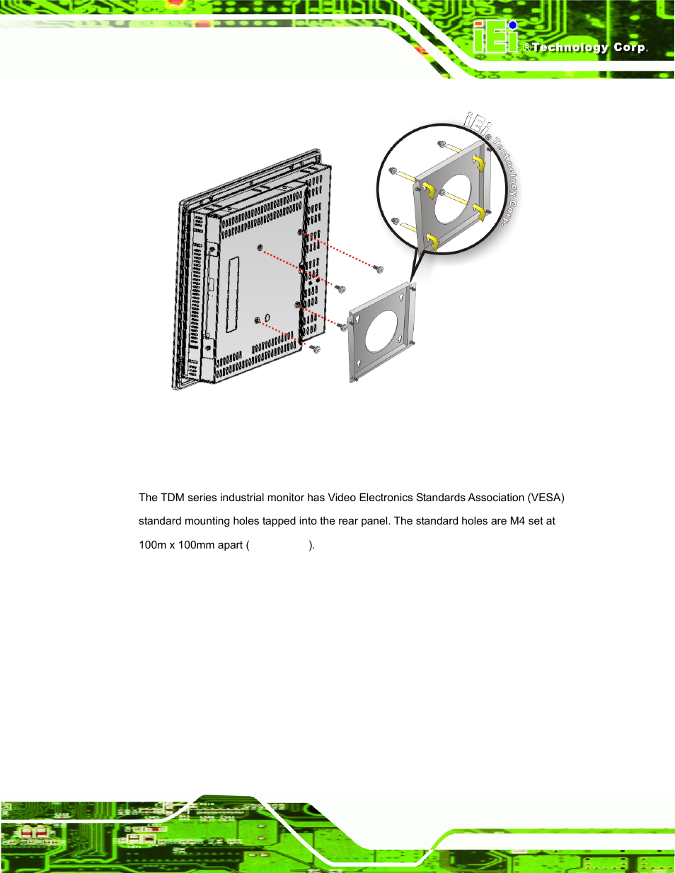 4 monitor stand installation, Figure 4-14: wall mounting the monitor | IEI Integration TDM_Series v2.01 User Manual | Page 57 / 79