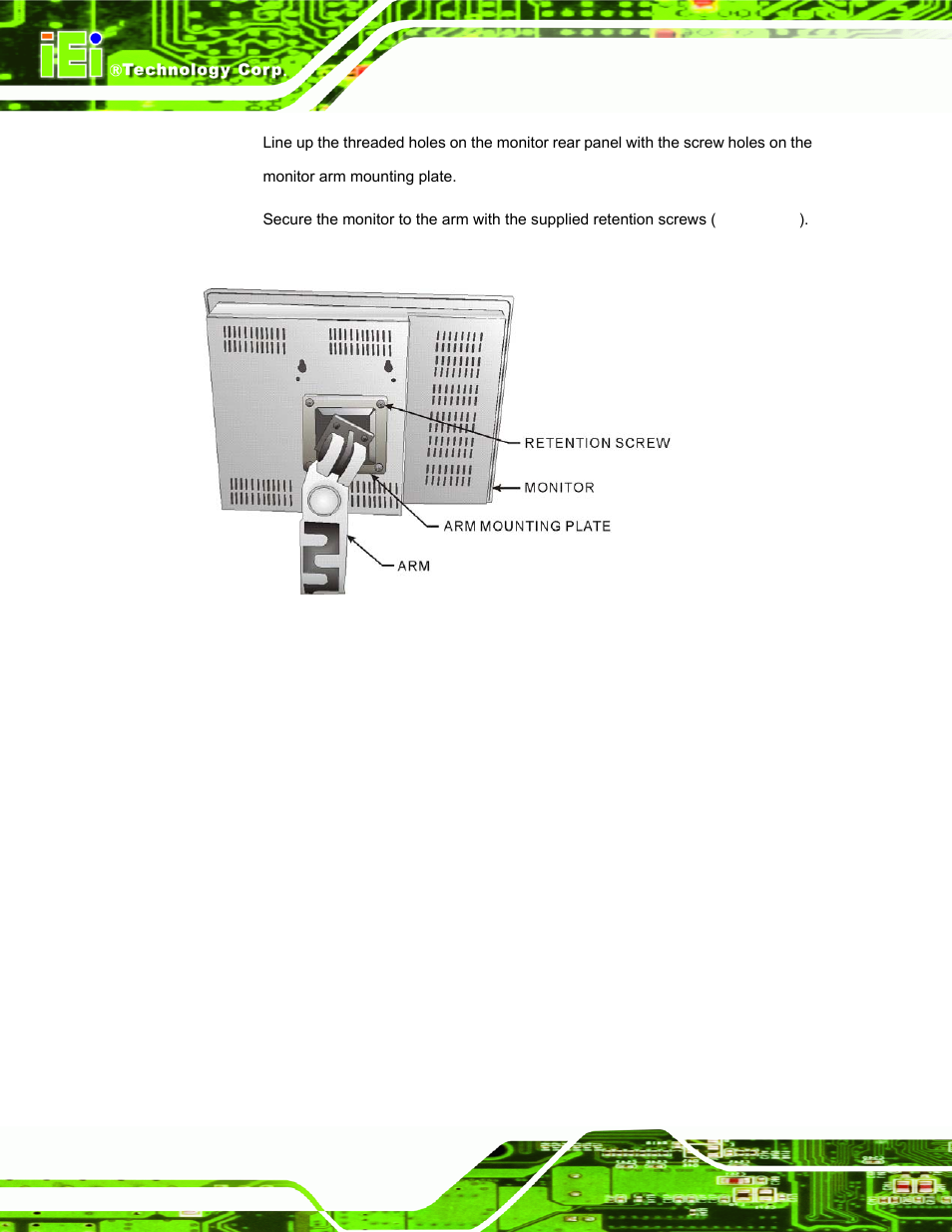 Figure 4-17: monitor arm mounting | IEI Integration TDM_Series v2.01 User Manual | Page 60 / 79