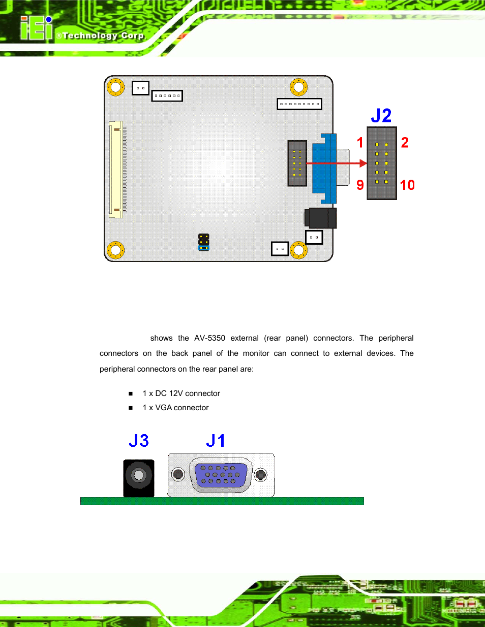 14 av-5350 external (rear panel) connectors, Figure 4-21: vga connector location, Section 4.3.14 | IEI Integration DM_Series v1.14 User Manual | Page 102 / 198