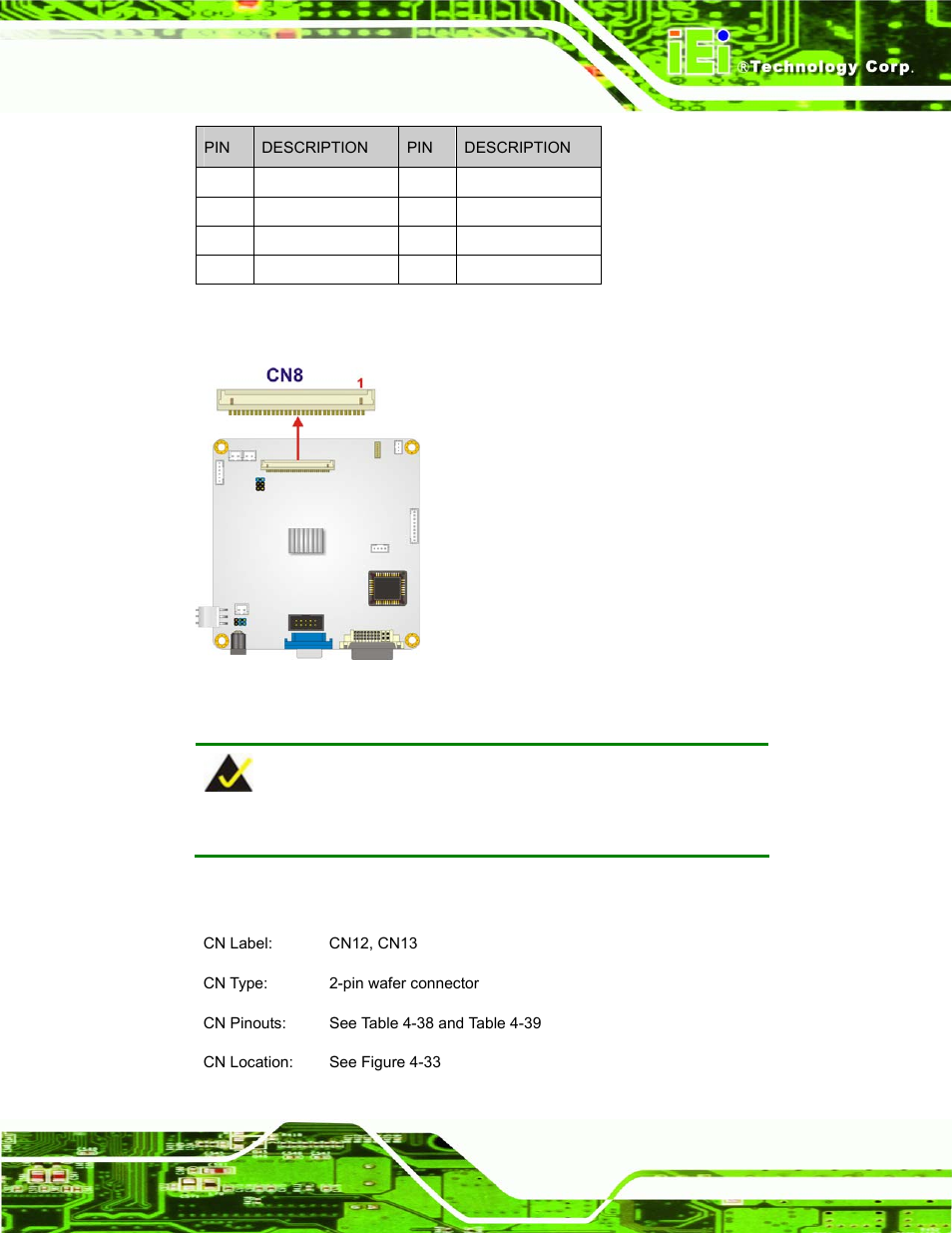 12 power output connector, Figure 4-32: lvds output connector location, Table 4-37: lvds output connector pinouts | Dm series industrial monitor page 115 | IEI Integration DM_Series v1.14 User Manual | Page 115 / 198