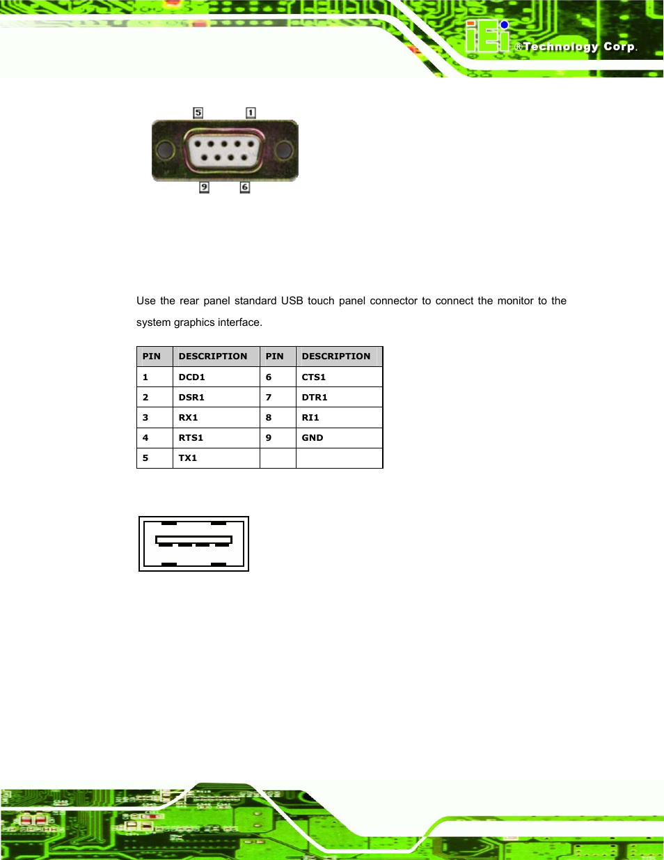 7 optional usb touch panel connector, Figure 5-6: optional rs-232 touch panel connector, Figure 5-7: optional usb touch panel connector | Dm series industrial monitor page 133 | IEI Integration DM_Series v1.14 User Manual | Page 133 / 198
