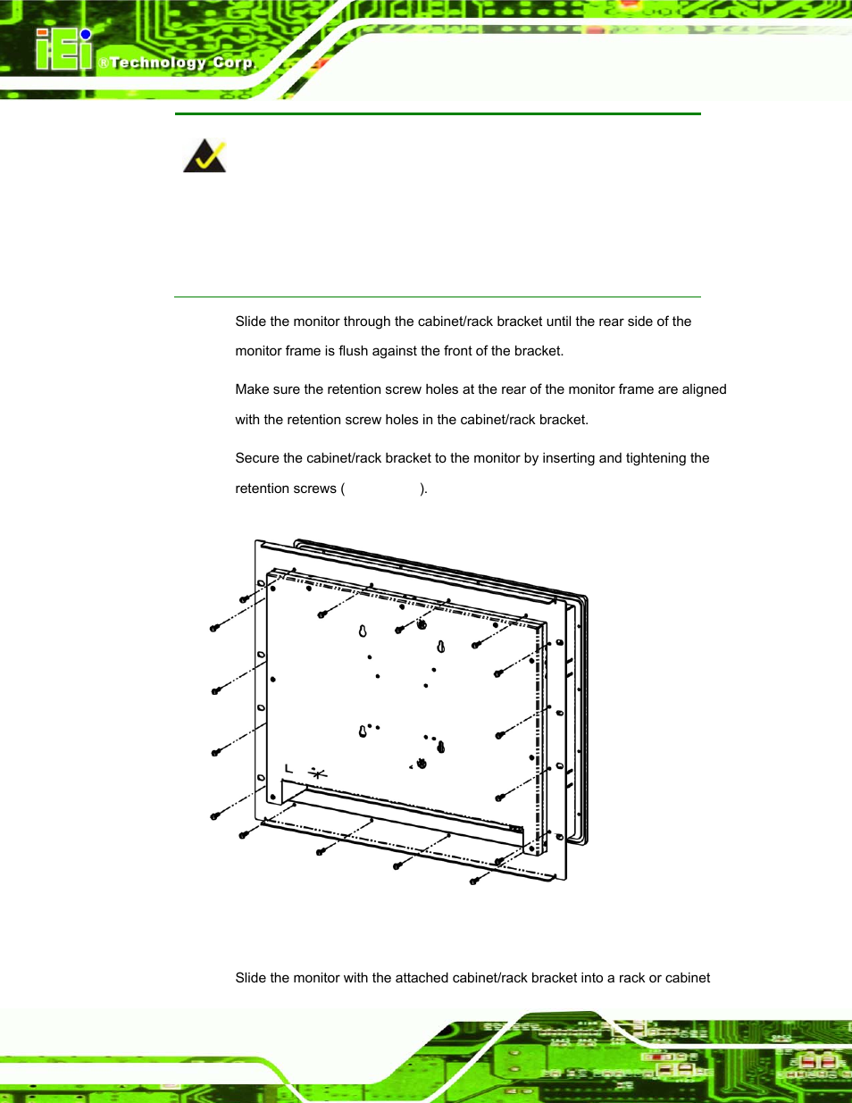 Figure 5-12: secure the cabinet/rack bracket | IEI Integration DM_Series v1.14 User Manual | Page 138 / 198