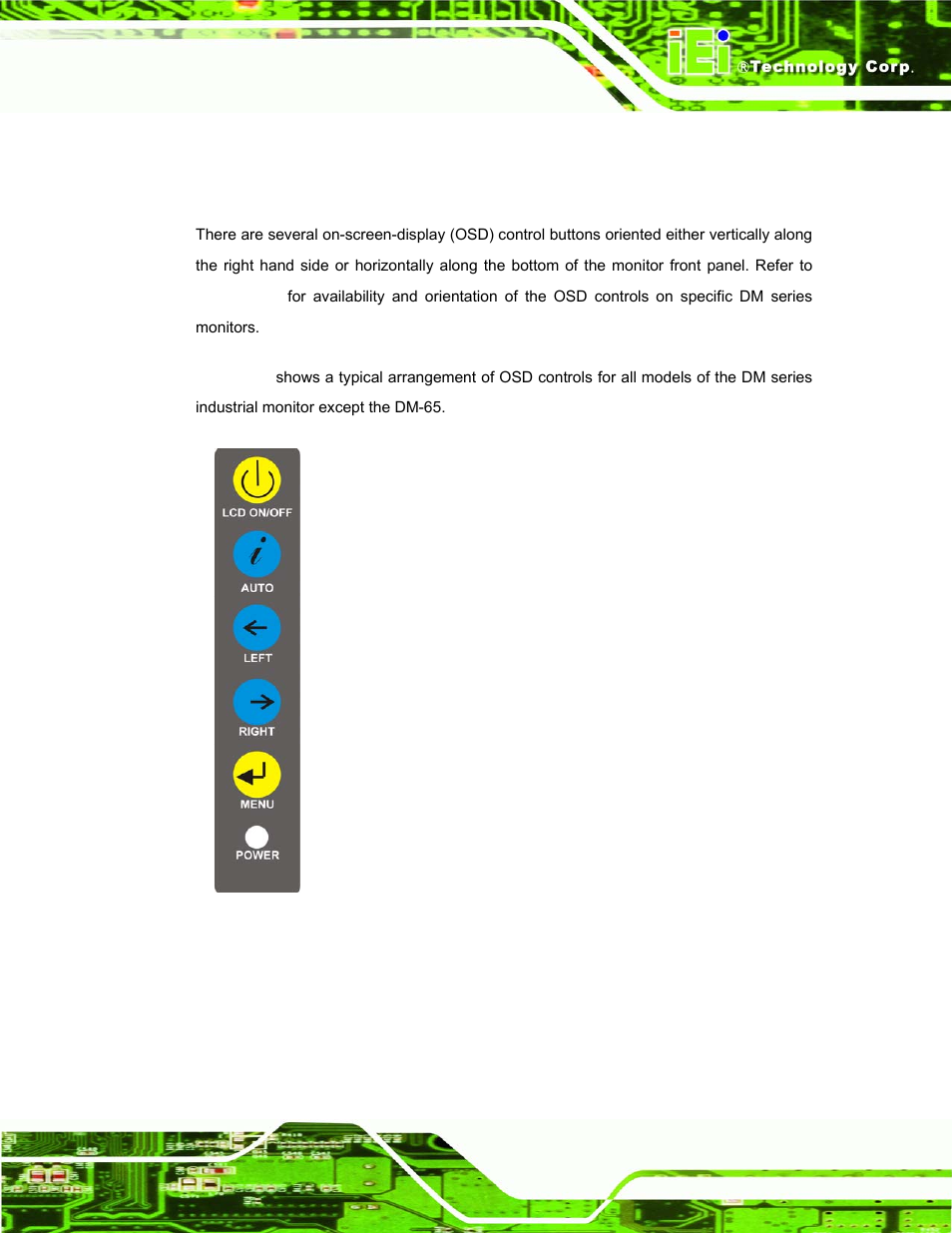1 user mode osd structure, 1 osd buttons, Tructure | IEI Integration DM_Series v1.14 User Manual | Page 153 / 198