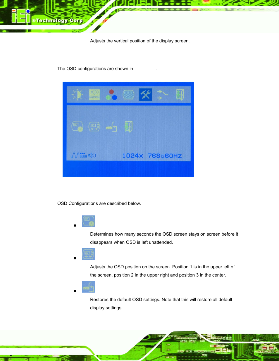5 osd configurations, Figure 6-7: osd configurations menu | IEI Integration DM_Series v1.14 User Manual | Page 160 / 198