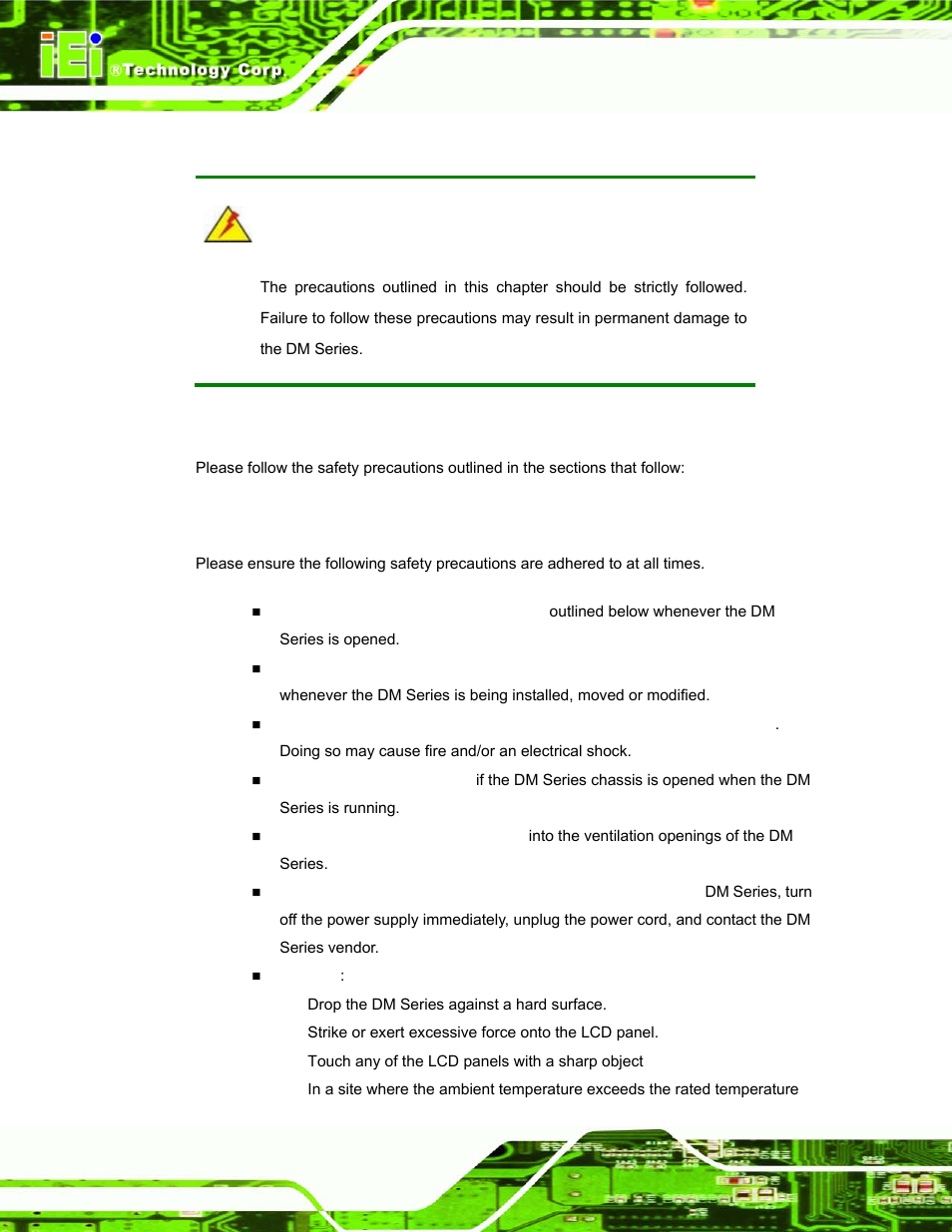 A.1 safety precautions, A.1.1 general safety precautions, Afety | Recautions | IEI Integration DM_Series v1.14 User Manual | Page 176 / 198