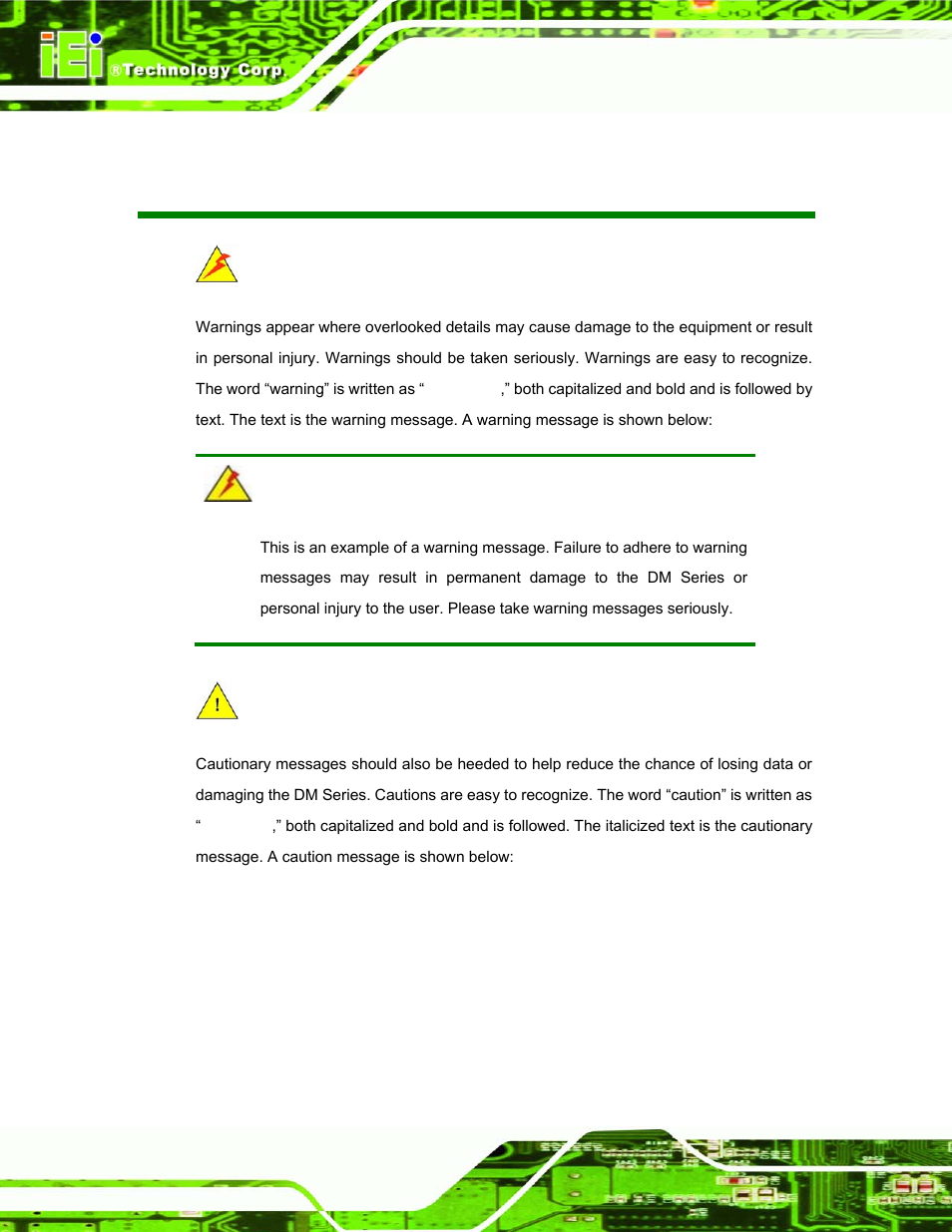 Manual conventions | IEI Integration DM_Series v1.14 User Manual | Page 4 / 198