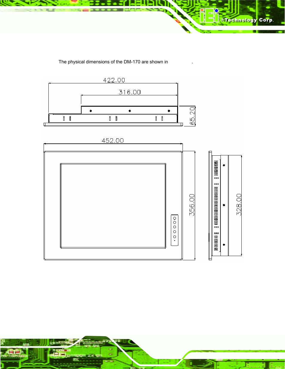 3 dm-170 physical dimensions | IEI Integration DM_Series v1.14 User Manual | Page 41 / 198