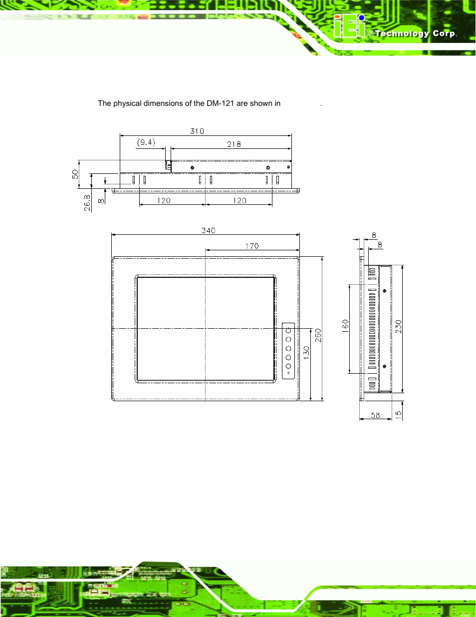 5 dm-121 physical dimensions | IEI Integration DM_Series v1.14 User Manual | Page 43 / 198