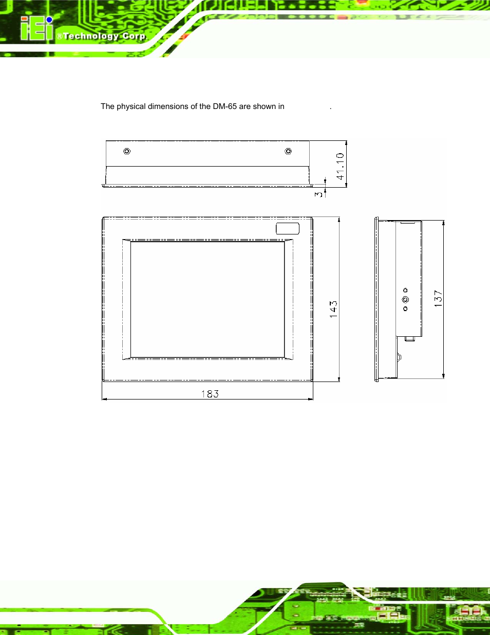 8 dm-65 physical dimensions | IEI Integration DM_Series v1.14 User Manual | Page 46 / 198