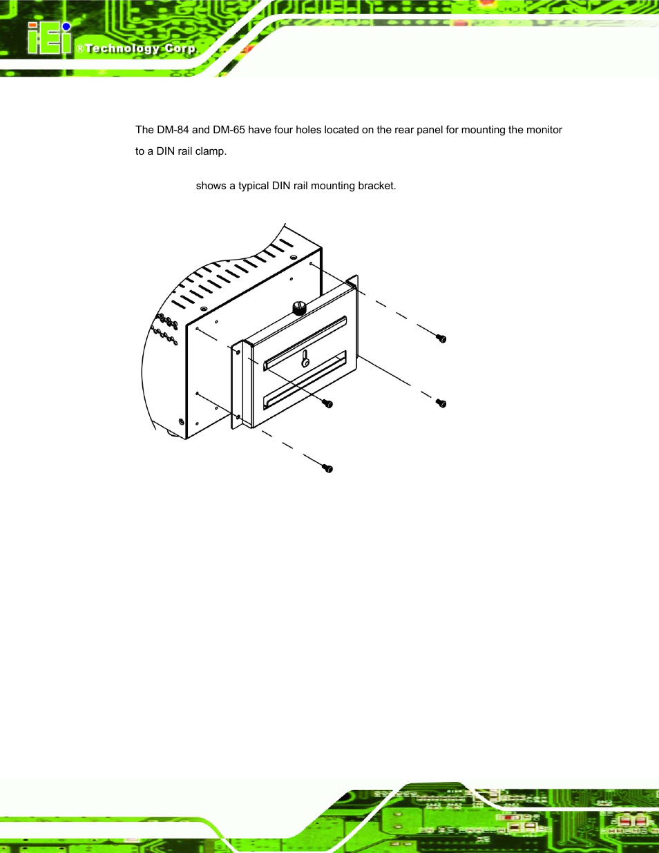 4 din rail mounting, Figure 2-14: typical din rail mounting | IEI Integration DM_Series v1.14 User Manual | Page 54 / 198