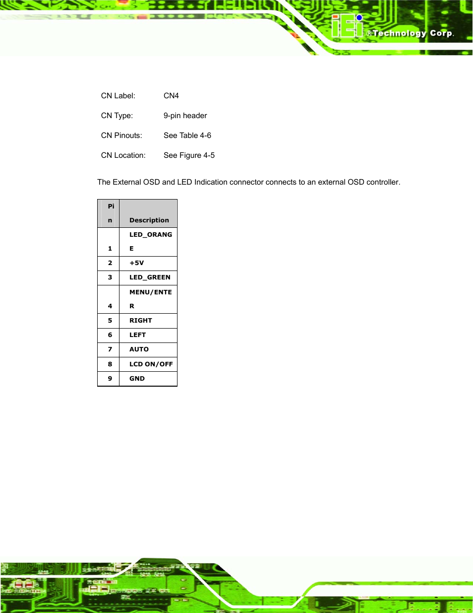 10 external osd and led indication connector | IEI Integration DM_Series v1.14 User Manual | Page 79 / 198