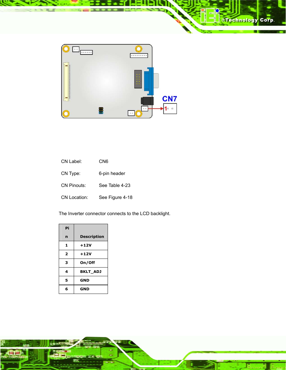 10 backlight inverter connector, Figure 4-17: 12v power connector location, Table 4-23: backlight inverter connector pinouts | Dm series industrial monitor page 97 | IEI Integration DM_Series v1.14 User Manual | Page 97 / 198