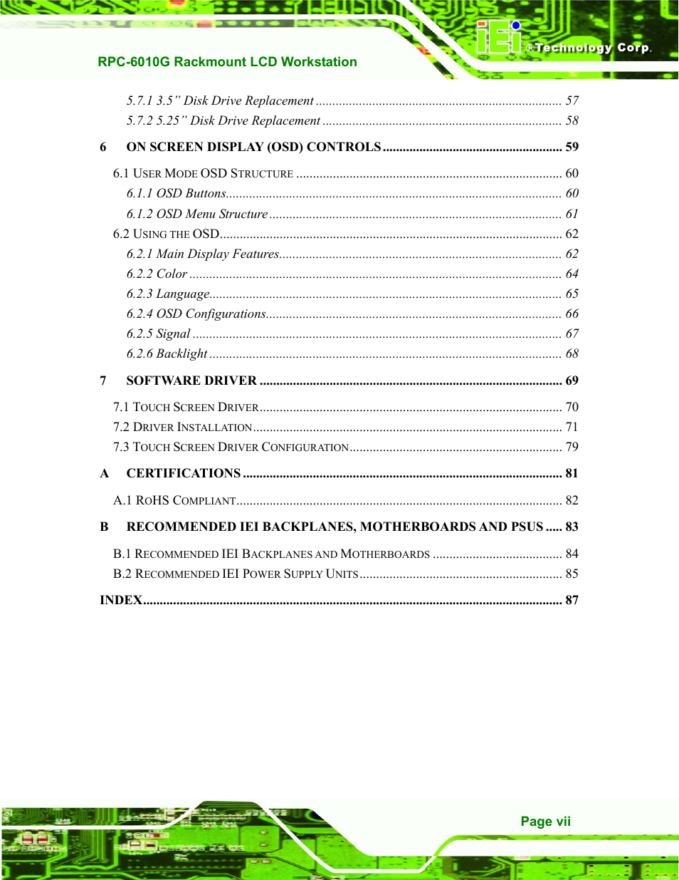 IEI Integration RPC-6010G User Manual | Page 7 / 99