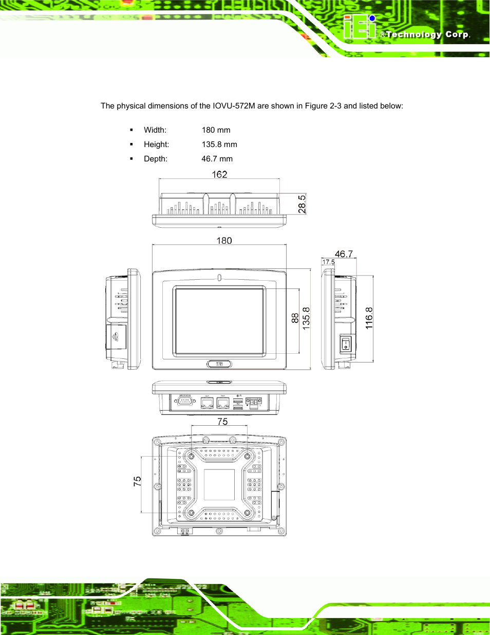 3 dimensions, Imensions | IEI Integration IOVU-572M User Manual | Page 16 / 53