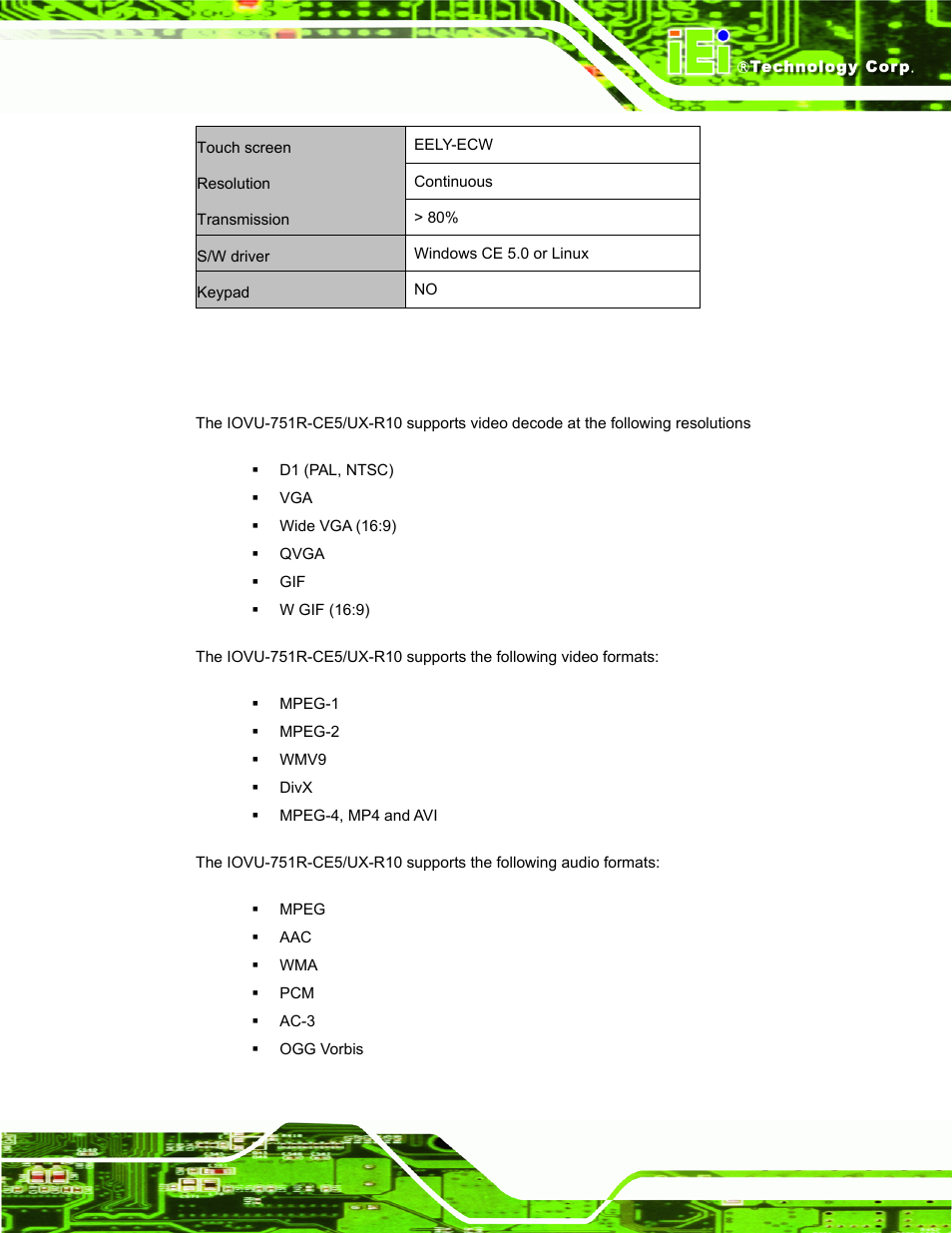 5 multimedia capabilities | IEI Integration IOVU-751R User Manual | Page 22 / 58