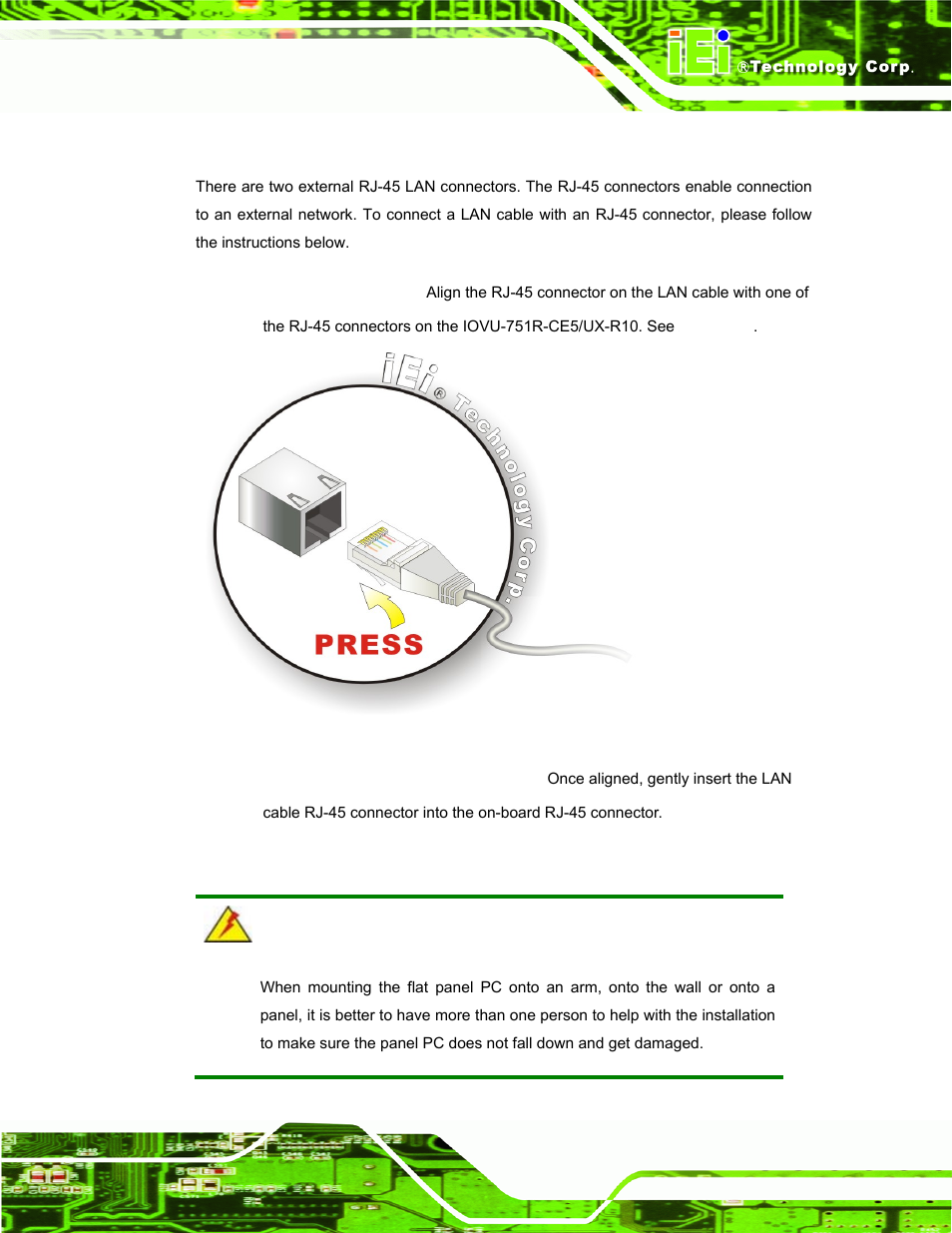 2 lan connection, 3 mounting the system | IEI Integration IOVU-751R User Manual | Page 38 / 58