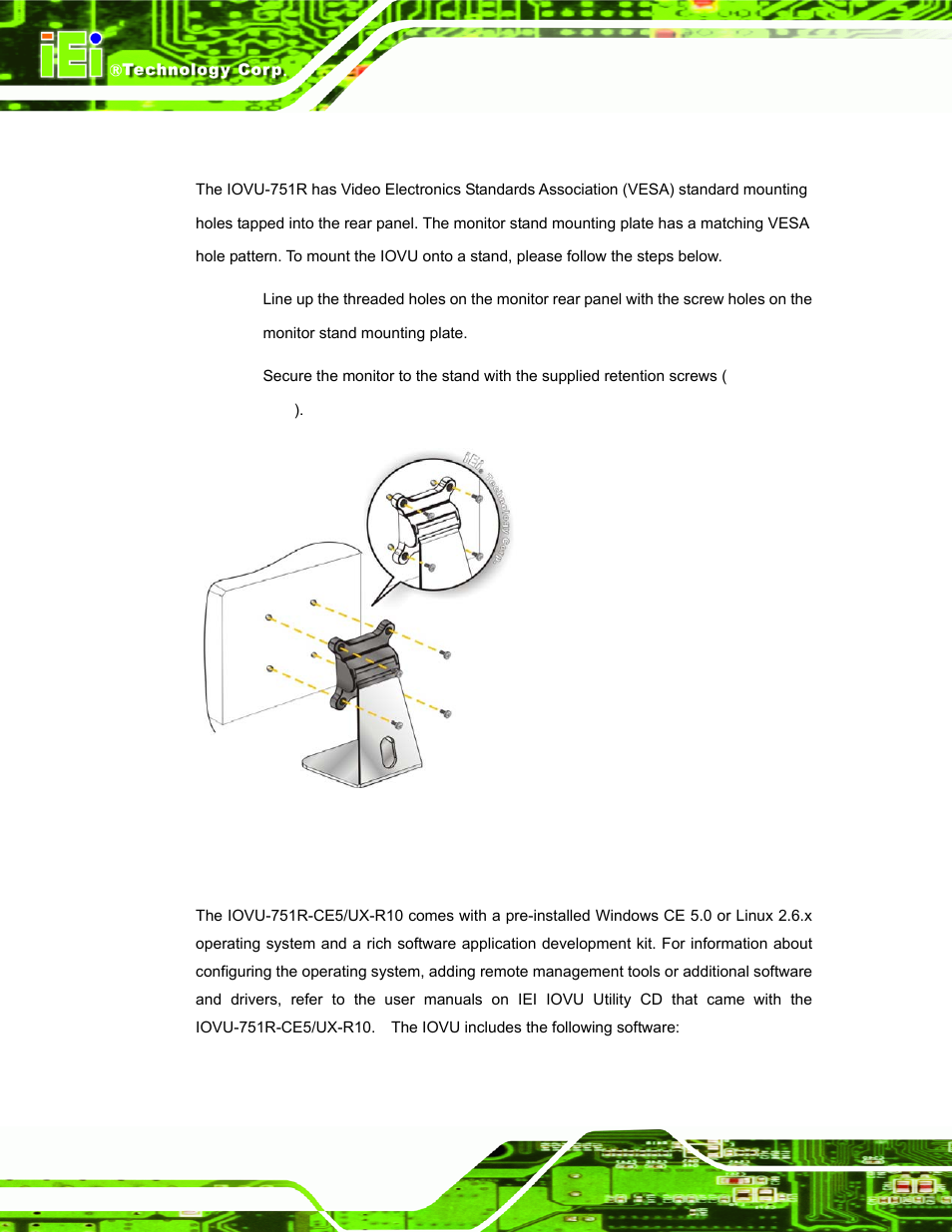 4 stand mounting, 4 software | IEI Integration IOVU-751R User Manual | Page 45 / 58