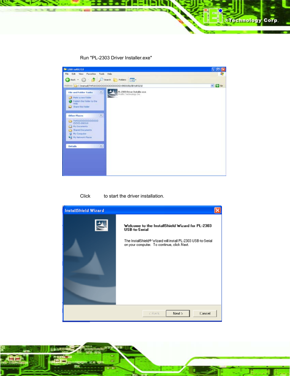 1 install the usb to serial bridge, Figure 2-11: usb to serial driver, Figure 2-12: installation wizard | IEI Integration EP-308A v1.12 User Manual | Page 29 / 102