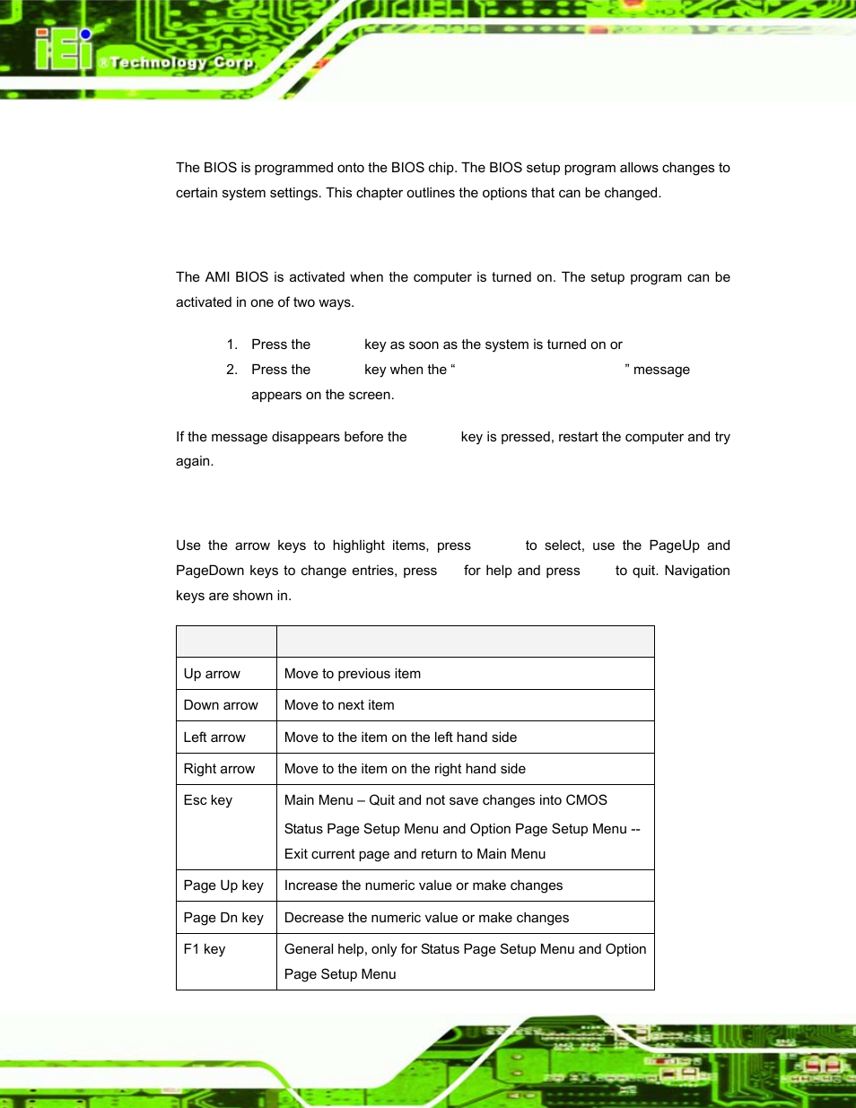 1 introduction, 1 starting setup, 2 using setup | Ntroduction | IEI Integration EP-308A v1.12 User Manual | Page 38 / 102