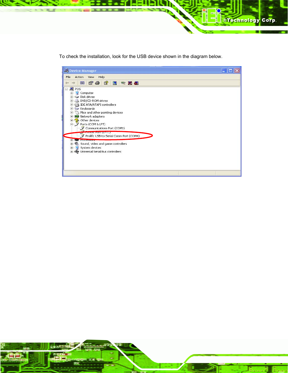 2 checking installation, Figure 2–20: usb–serial printer driver | IEI Integration EP-308A v1.15 User Manual | Page 33 / 115