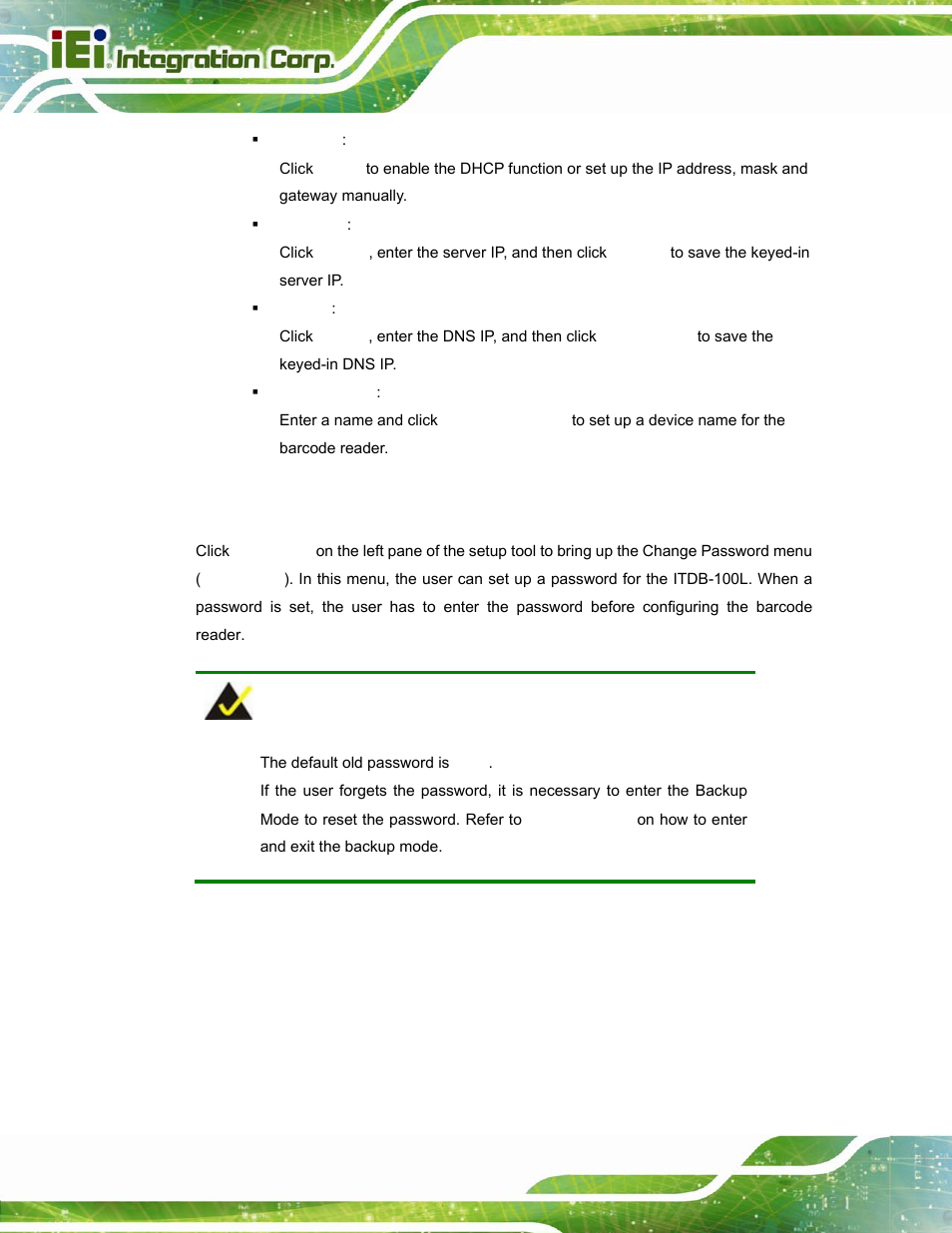 9 security menu, Ecurity | IEI Integration ITDB-100L User Manual | Page 59 / 87