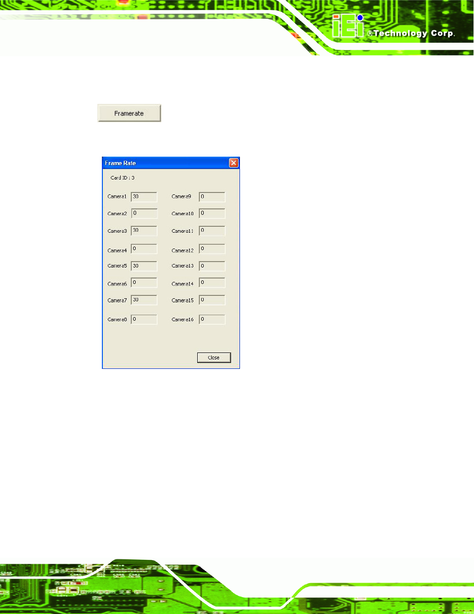 1 frame rate, Figure 6-24: frame rate window | IEI Integration IVCME-C604 User Manual | Page 73 / 81