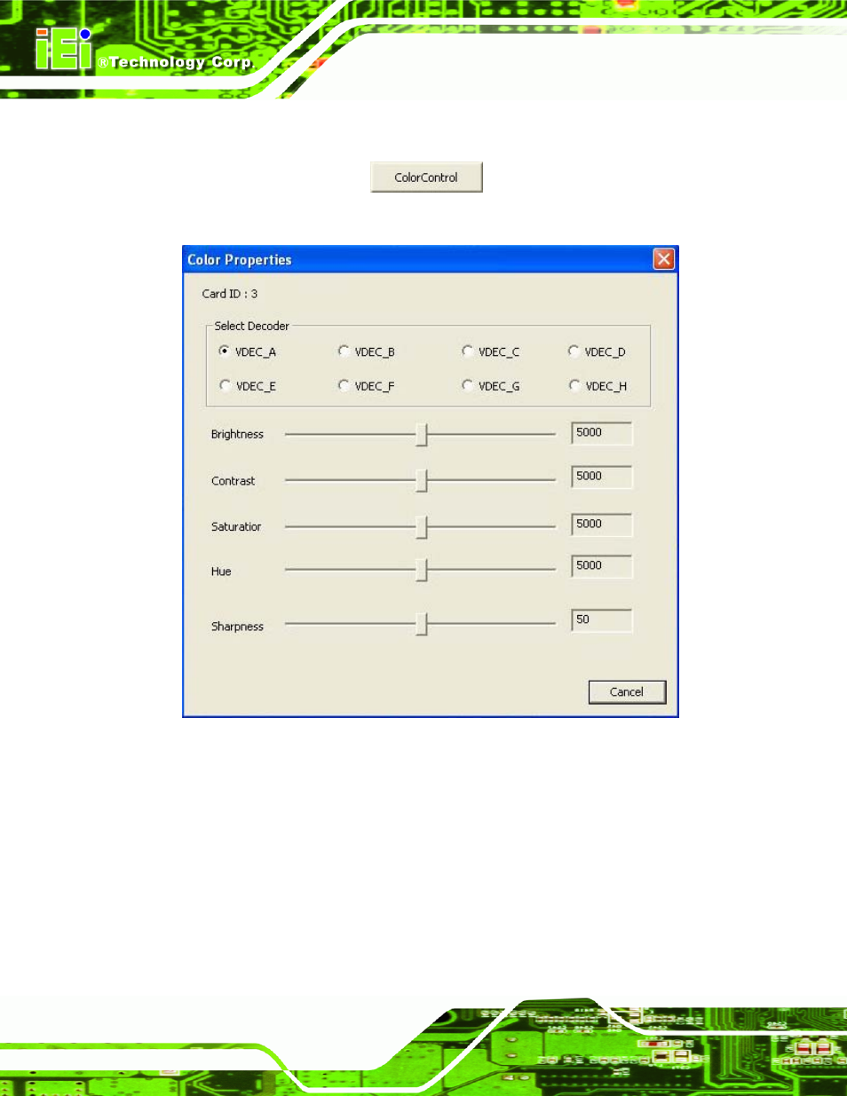 2 color control, Figure 6-25: color settings | IEI Integration IVCME-C604 User Manual | Page 74 / 81