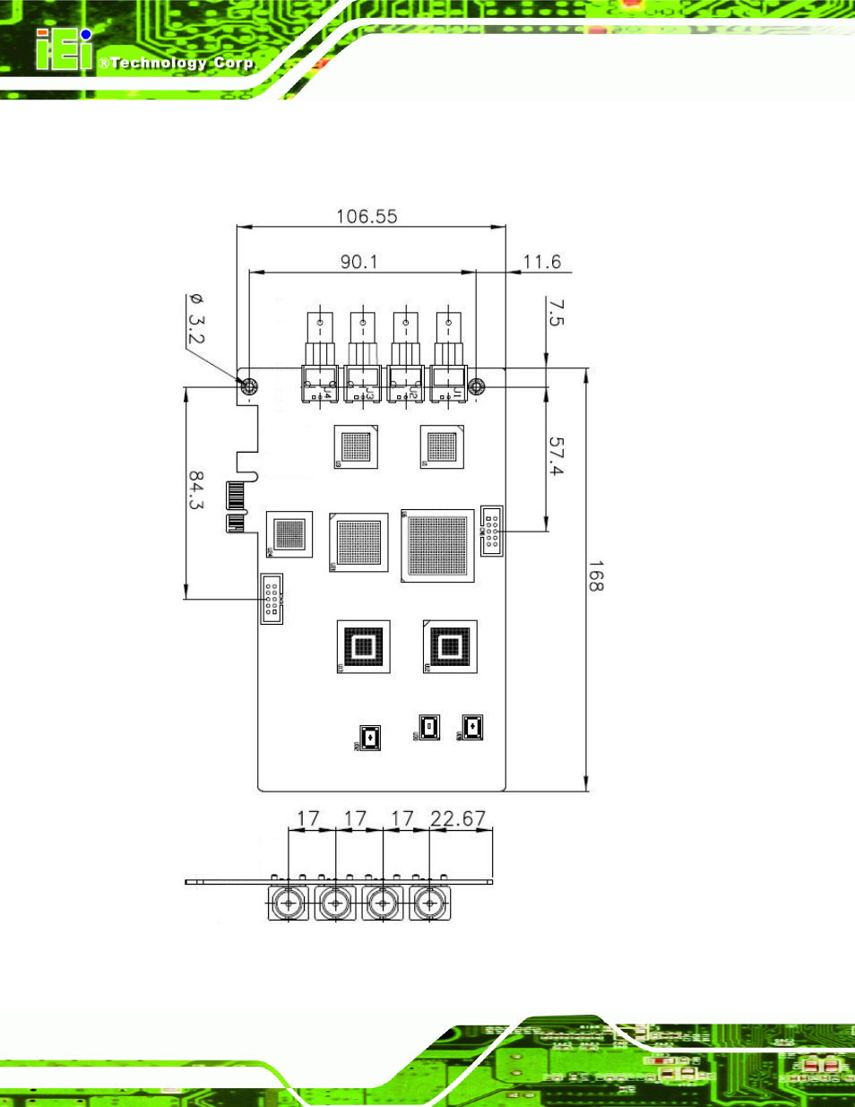 6 dimensions, Imensions, Figure 1-3: hdc-502e dimensions (mm) | IEI Integration HDC-502E User Manual | Page 13 / 40