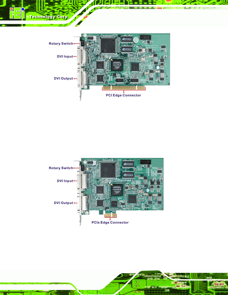 2 hdc-401e, Figure 1-2: hdc-401 connector overview, Figure 1-3: hdc-401e connector overview | IEI Integration HDC-4x-Series User Manual | Page 11 / 65