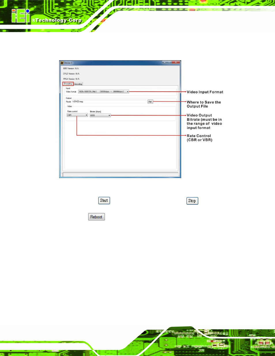 Figure 4-2: encoding settings | IEI Integration HDC-4x-Series User Manual | Page 35 / 65