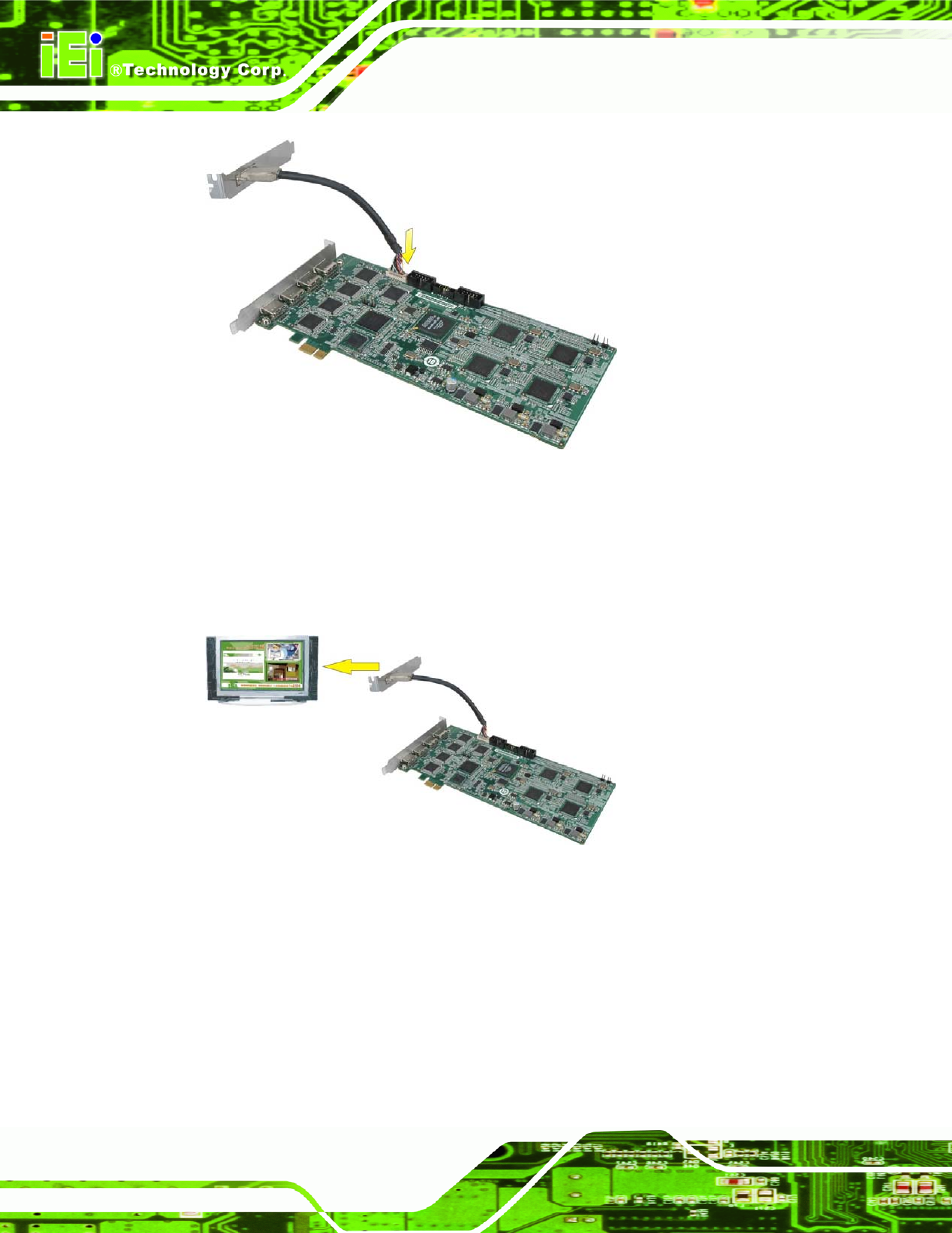 Figure 2-2: hdmi output kit installation, Figure 2-3: hdc-304e and display connection | IEI Integration HDC-3x-Series User Manual | Page 26 / 61