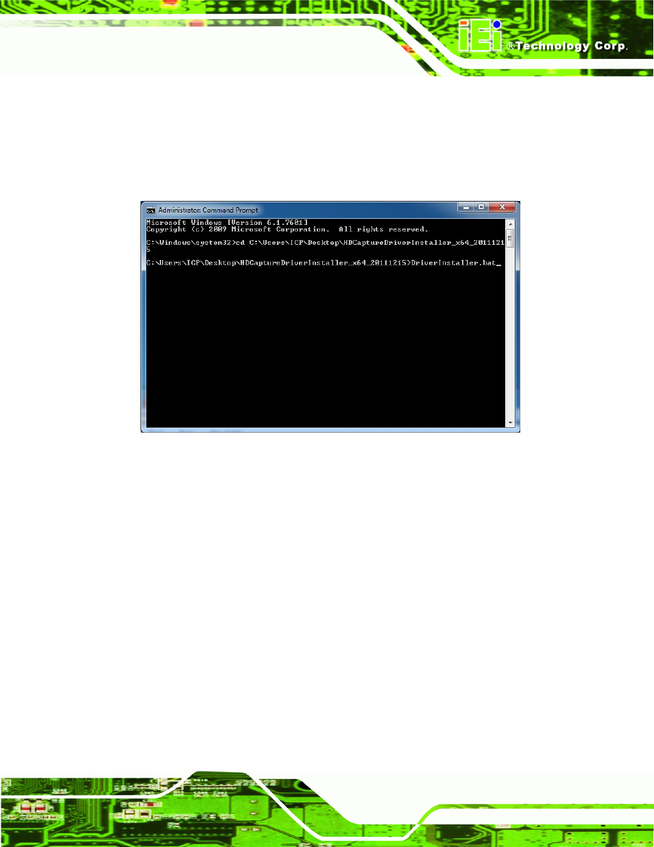 Figure 3-8: command prompt – driver installation | IEI Integration HDC-3x-Series User Manual | Page 37 / 61