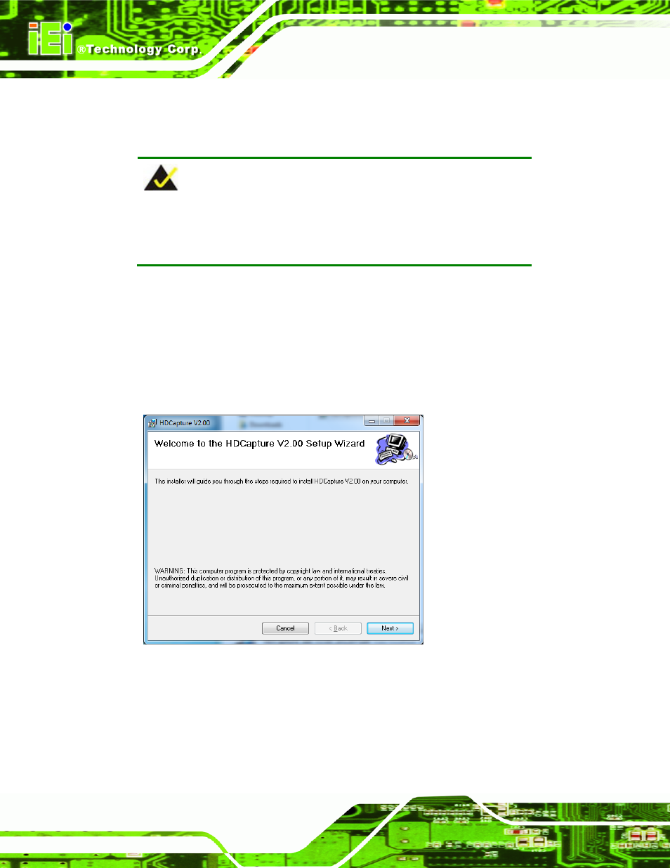 2 hdcapture program installation, Figure 3-10: hdcapture setup wizard | IEI Integration HDC-3x-Series User Manual | Page 40 / 61