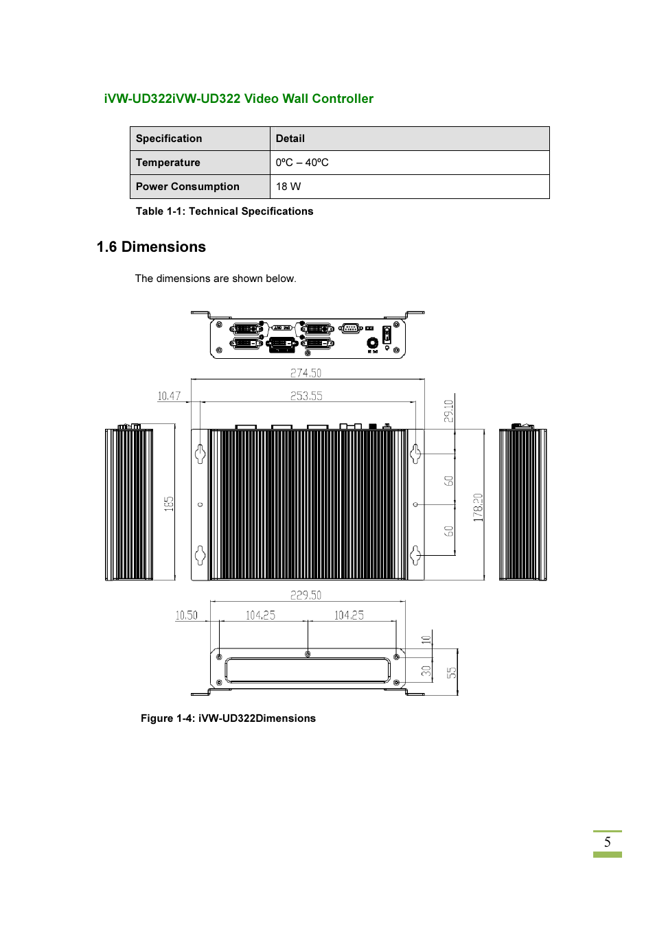 6 dimensions | IEI Integration iVW-UD322 User Manual | Page 12 / 56