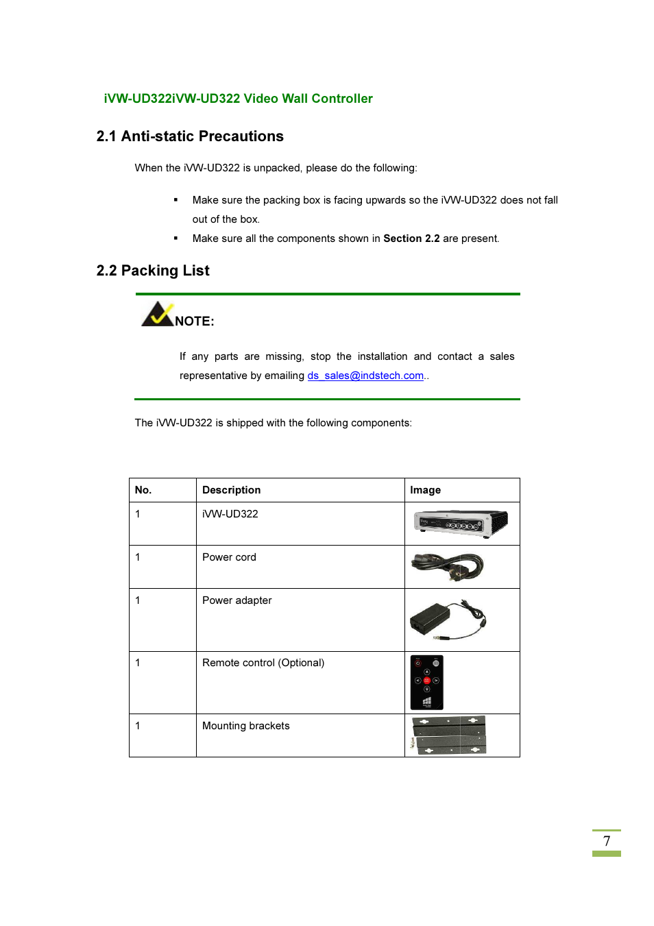 1 anti-static precautions, 2 packing list, Static precautions | IEI Integration iVW-UD322 User Manual | Page 14 / 56