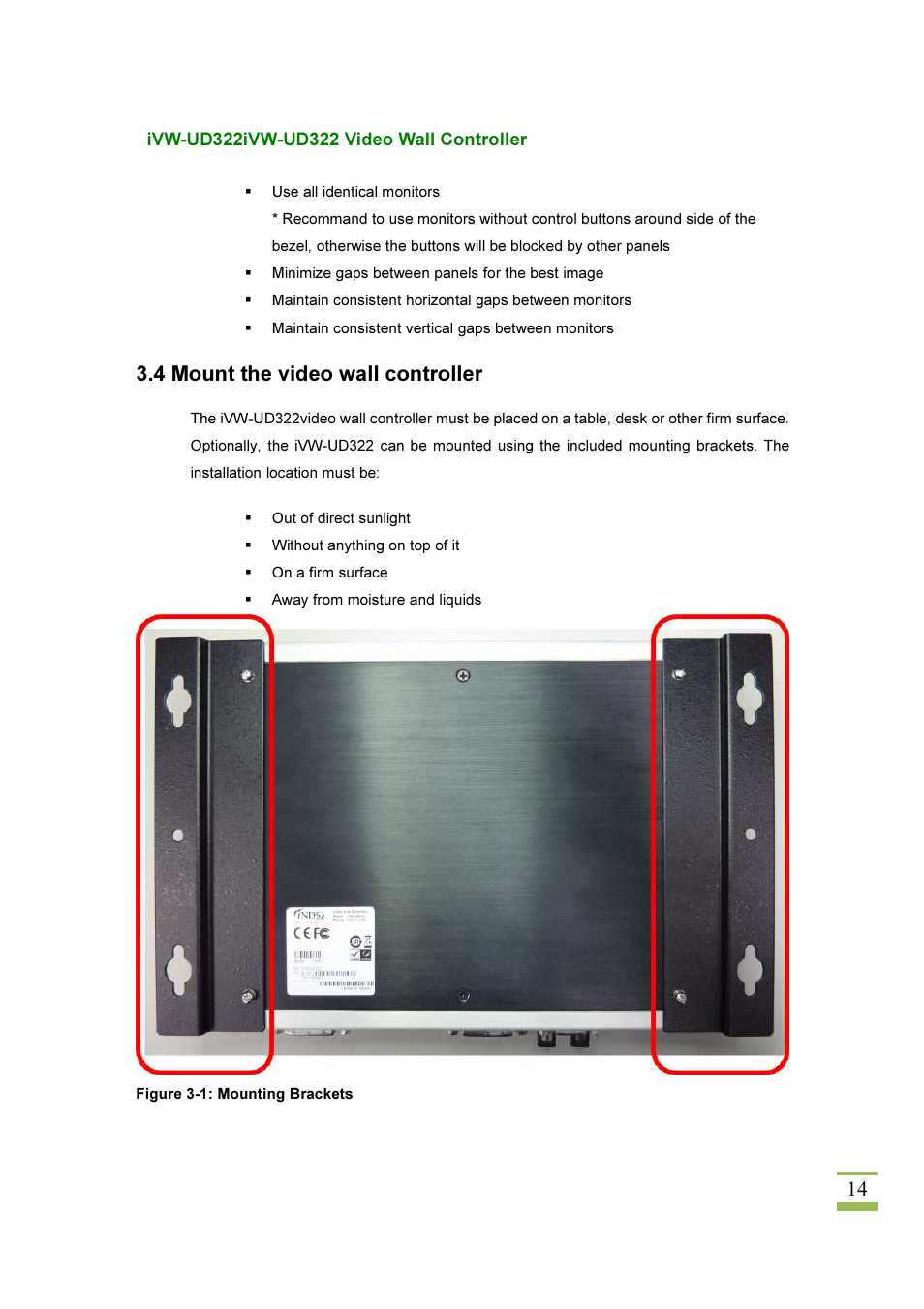 4 mount the video wall controller | IEI Integration iVW-UD322 User Manual | Page 21 / 56